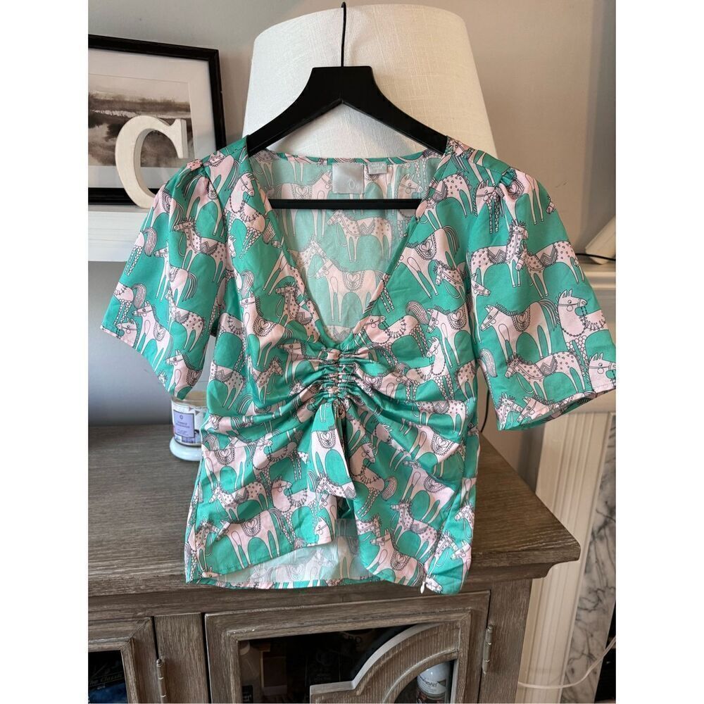 Zero‎ Degrees Celsius Top Green Pink Size Small